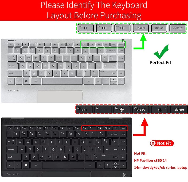 imComor Keyboard Cover for HP Pavilion X360 14 & HP Laptop 14 14-dq 14-fq 14-dk 14-cf 14-dq0033dx dq0032dx 14-fq1025nr 14-dk002dx dq0004dx dq0002dx dq1043cl dq0011dx 14-fq0013dx fq0020nr Keyboard Skin,Rainbow - Image 2